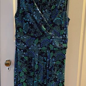 Talbots sleeveless blue, green & navy dress